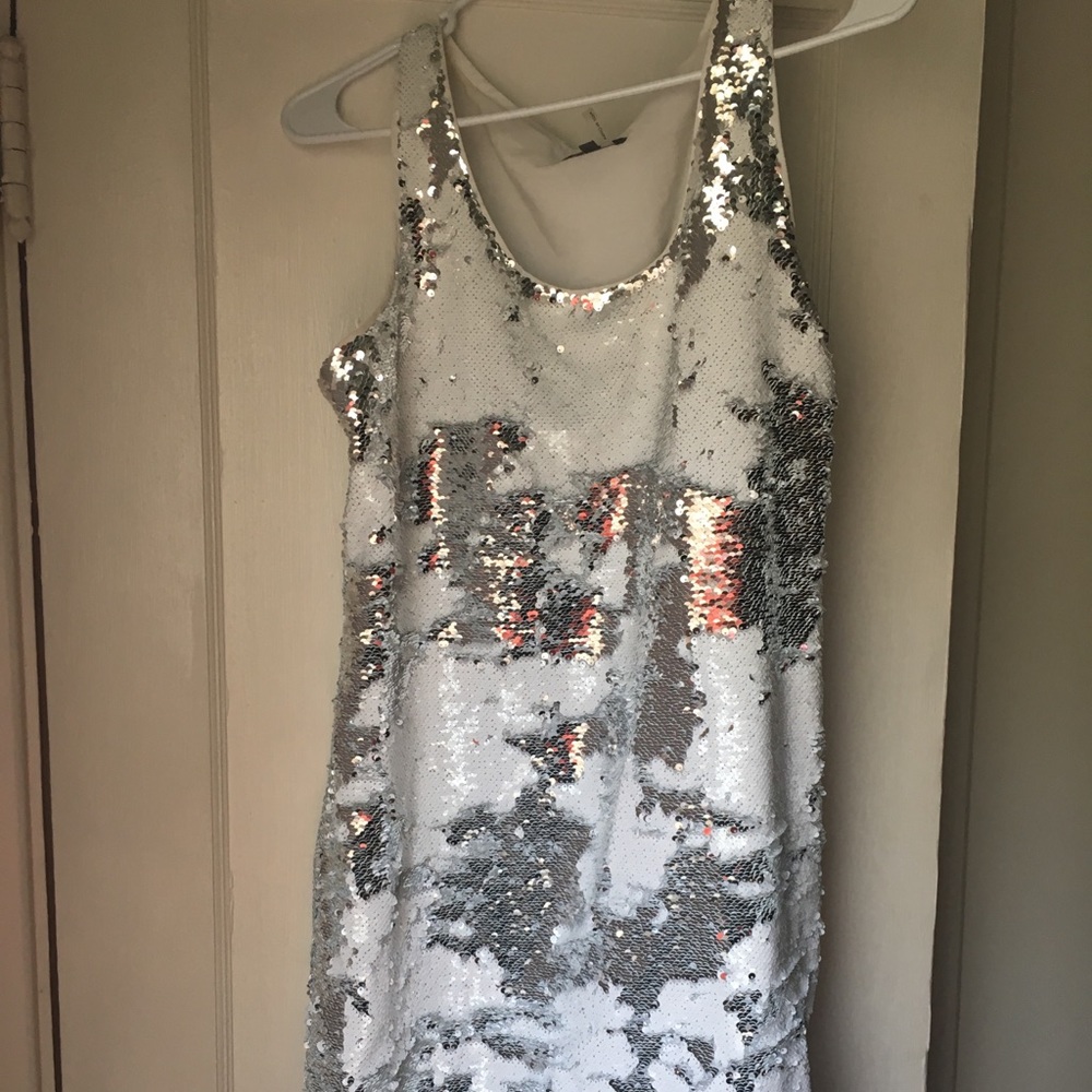 White sparkly sequin dress
